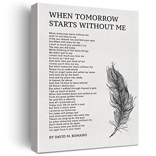 Nurawo Poem Wall Art When Tomorrow Starts Without Me Canvas Print Framed Bereavement Painting for Home Wall Tabletop Dcor - Image 1