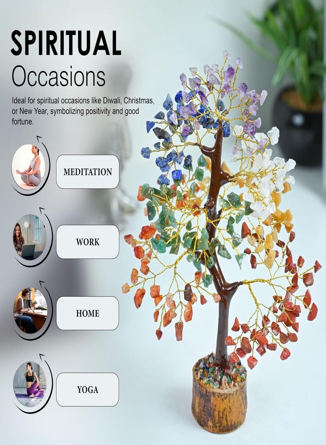 Crocon® 7 Chakra Tree of Life Crystal Tree for Positive Gemstone Tree Gifts for Women Men & Family Spiritual Wisdom Feng Shui Tree Home Decor Handmade Healing Tree Attract Good Luck & Charm Gift - Image 3