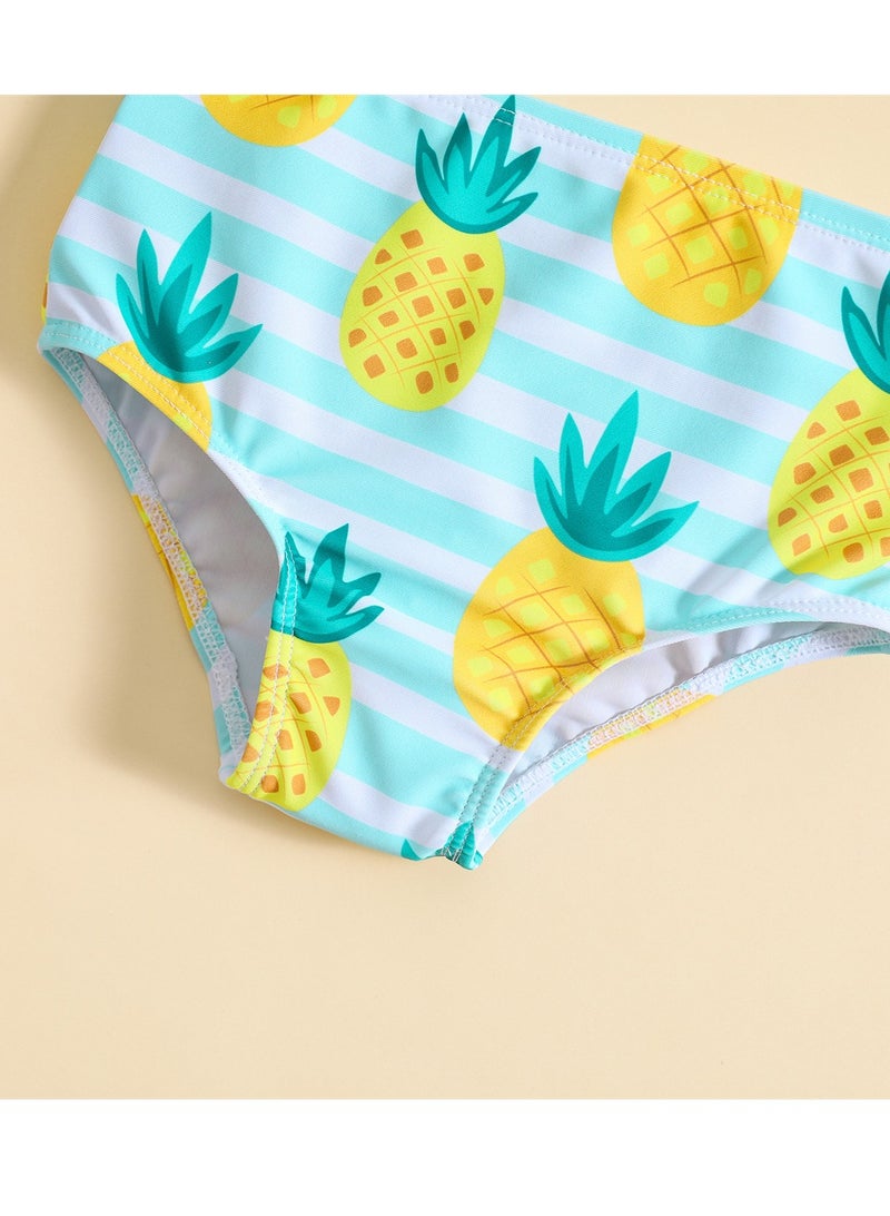 2pcs girls one shoulder strap girls cute beach swimsuit - Image 4