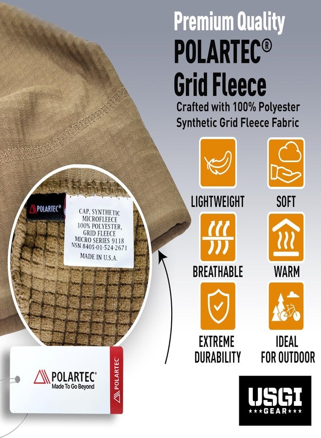 قبعة صوفية من نوع Polartec® Grid من USGI GEAR - قبعة للطقس البارد - خفيفة الوزن وجيدة التهوية - صنع في الولايات المتحدة الأمريكية (لون الكايوت) - Image 3