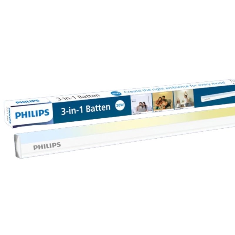 Philips أنبوب LED مضغوط 4 قدم 20 واط | 3 ألوان في 1 أنبوب LED | أنبوب تغيير المشهد للمنزل والديكور | اللون: أبيض قابل للتعديل، عبوة من 1 - Image 1