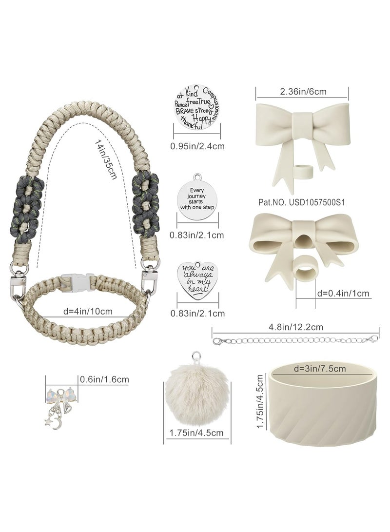 JOSQUEWNN Stanley Cup Accessories Set for 40 oz Tumbler, Straw Cover Topper, Boot Strap Lanyard, Charms, Gift for women  - Image 2
