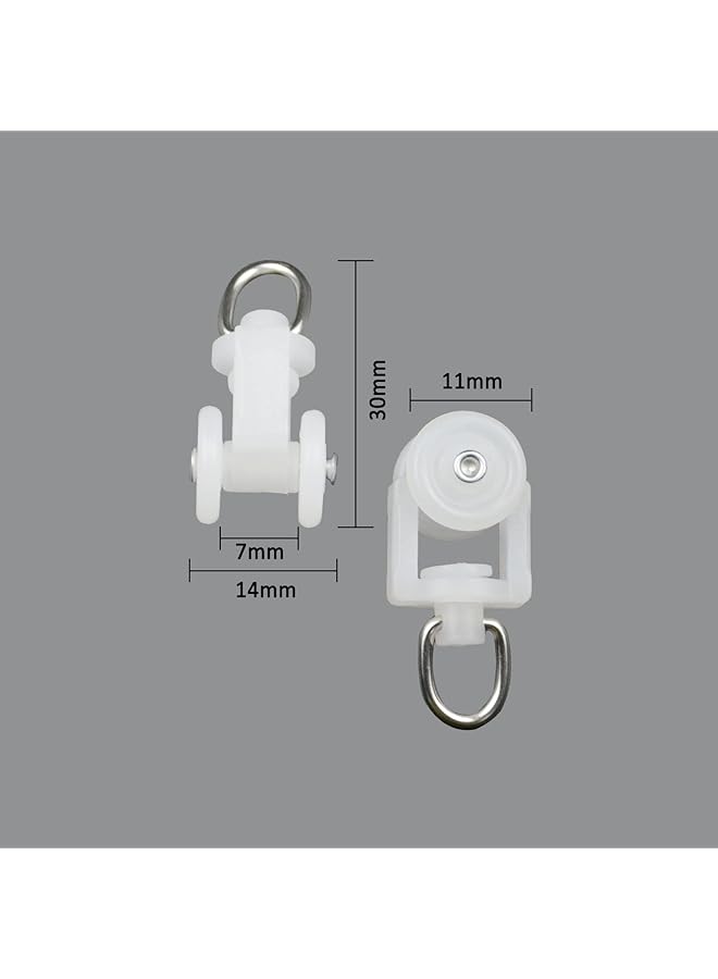 erorex Curtain Track Rollers Ripple Fold Curtain Wheeled Carriers Folded Drapery Runners 20Pcs 22X16 Mm 0.87× 0.63 Inches White  - Image 2