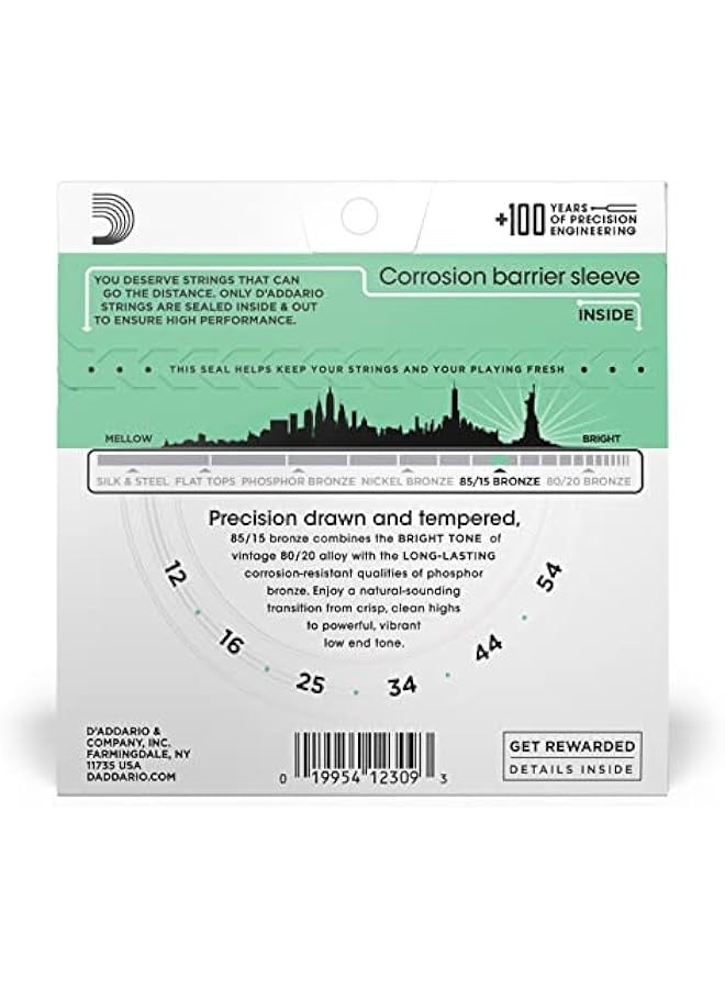 D'Addario Guitar Strings - Acoustic Guitar Strings - 85/15 Bronze - for 6 String Guitar - Full, Bright Tone - EZ920 - Medium Light, 12-54 - Image 3