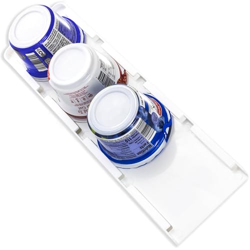 Storage Theory Yogurt Organizer for Fridge - Hold 4 Wide-Mouth Greek Yogurt Cups - Peel and Stick Yogurt Storage Organizer for Refrigerator - White, 1 Pack - Image 1