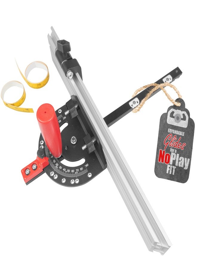 فولتون مقياس ميتري من فولتون 2000 SE HDF NoPlay، شريط ميتري فولاذي قابل للتمدد، مقاس 3/4 × 3/8 بوصة، قاعدة مسطحة من UHMW بفتحة ميتري، رأس على شكل منقلة، 13 نقطة توقف إيجابية، زاوية مزدوجة من الألومنيوم 45 درجة - Image 1