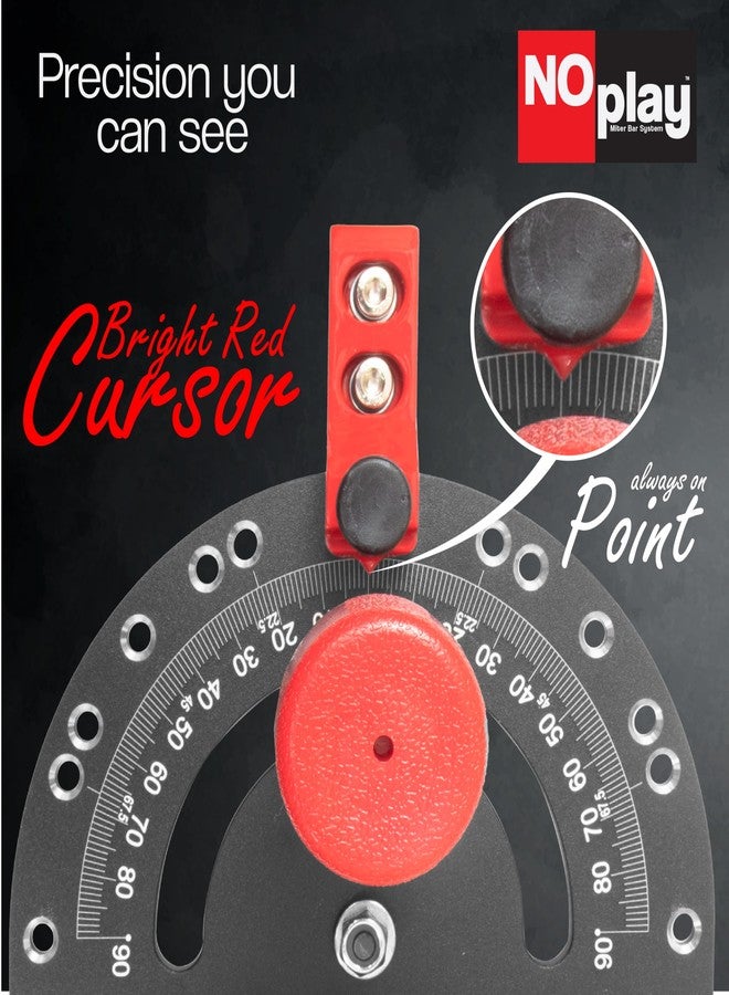 فولتون مقياس ميتري من فولتون 2000 SE HDF NoPlay، شريط ميتري فولاذي قابل للتمدد، مقاس 3/4 × 3/8 بوصة، قاعدة مسطحة من UHMW بفتحة ميتري، رأس على شكل منقلة، 13 نقطة توقف إيجابية، زاوية مزدوجة من الألومنيوم 45 درجة - Image 5