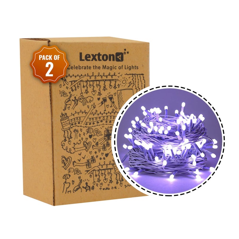 Lexton Lexton Lunar Ultra Bright String LightFairy Light 75 LED Plug Sourced Best for Home Decorative Indoor Outdoor Decoration Diwali Christmas Wedding Light Pack of 2 White  - Image 2