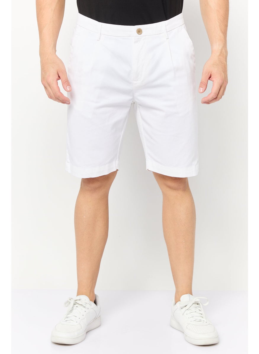 Gazzarrini Men Solid Chino Shorts, White  - Image 1