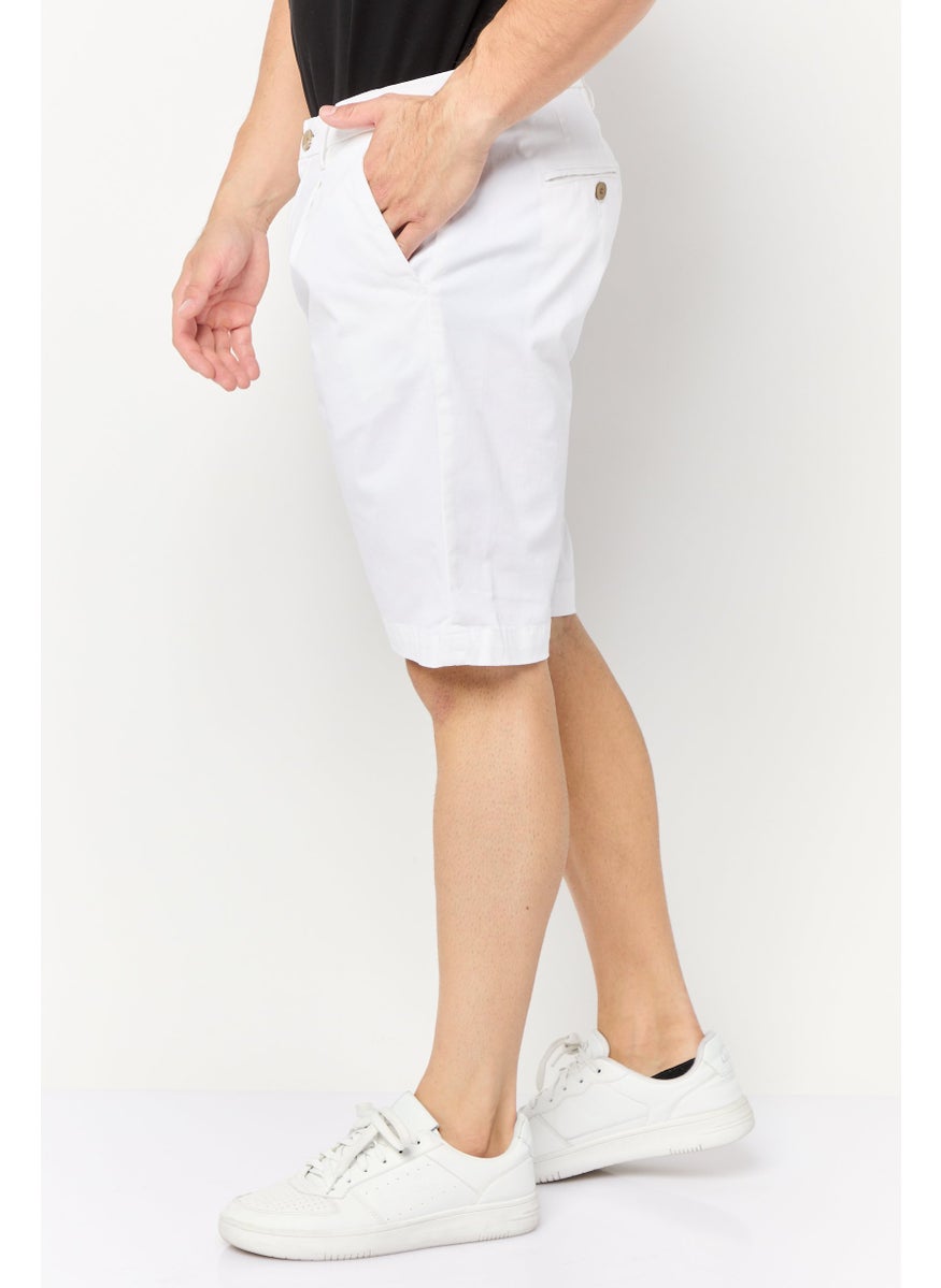 Gazzarrini Men Solid Chino Shorts, White  - Image 3