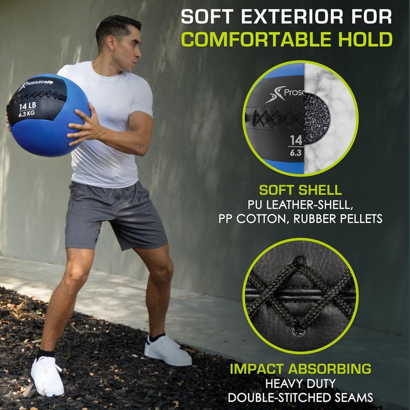 ProSourceFit ProSource Soft Medicine Balls for CrossFit Wall Ball and Full Body Dynamic Exercises, Color-Coded Weights: 6, 8, 10, 14, 20, 25 lb. - Image 4