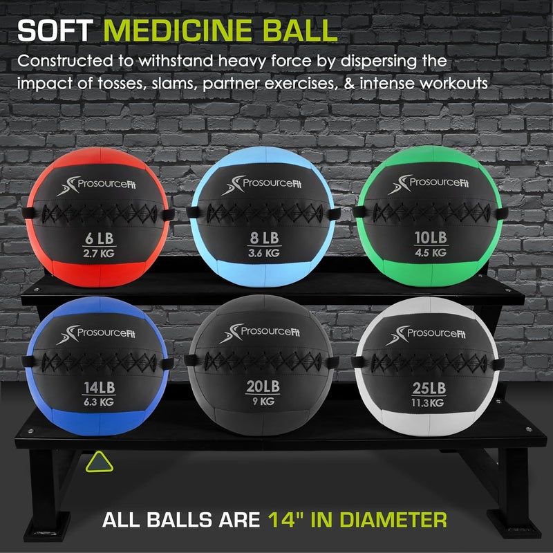 ProSourceFit ProSource Soft Medicine Balls for CrossFit Wall Ball and Full Body Dynamic Exercises, Color-Coded Weights: 6, 8, 10, 14, 20, 25 lb. - Image 3