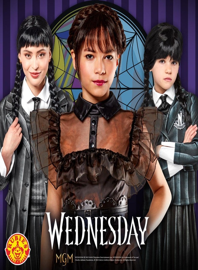 Rubies Wednesday TV Series: Wednesday Addams Wig for Kids, Girl's No Size - Image 5
