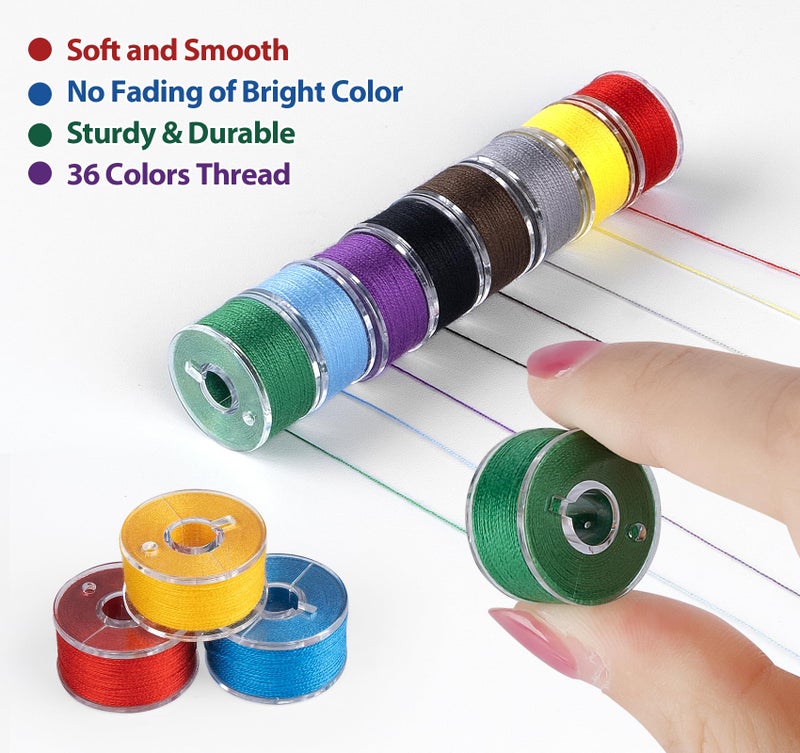 StiVerse 210 Pcs Prewound Bobbin Thread Set â€“ 36 Colors Size A Class 15 (SA156) Bobbins, Plastic Sided, 40S/2 Spun Polyester Thread for Singer Brother Janome Embroidery & Sewing Machines - Image 4