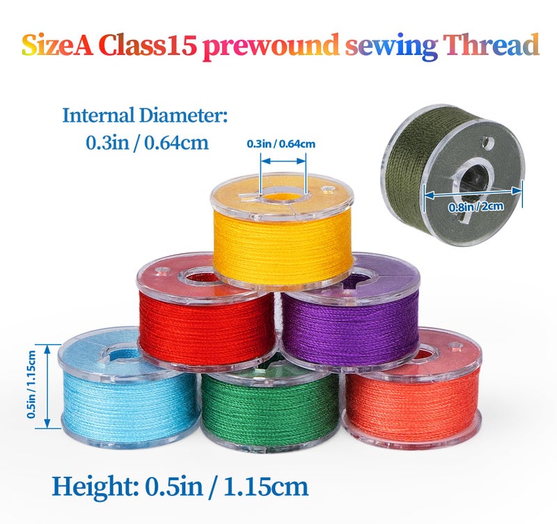 StiVerse 210 Pcs Prewound Bobbin Thread Set â€“ 36 Colors Size A Class 15 (SA156) Bobbins, Plastic Sided, 40S/2 Spun Polyester Thread for Singer Brother Janome Embroidery & Sewing Machines - Image 3