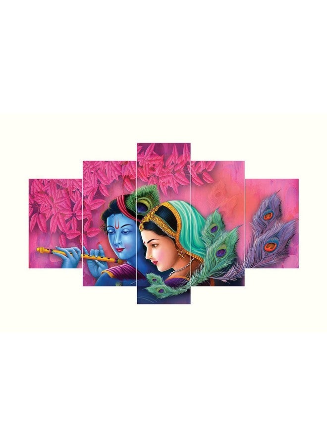 perpetual Radha Krishna Painting For Living Room | Set of 5 Wall Paintings for Wall/Home Decoration Living Room, Bedroom, Office, Hotel Wall Art, Dining Area Decor (125 x 50 cm) - Wood - Image 4