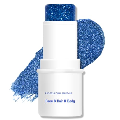 Jutqut Body Glitter Stick  Sparkling Holographic Mermaid Sequins Chunky Gel Blue Multiuse Face  Body Waterproof Paint