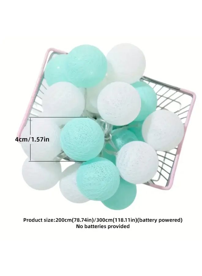 1 String White Green 20LED Battery Powered Spherical Fairy Lights 118 11 Inch Mini Glow Indoor Decor - Image 3