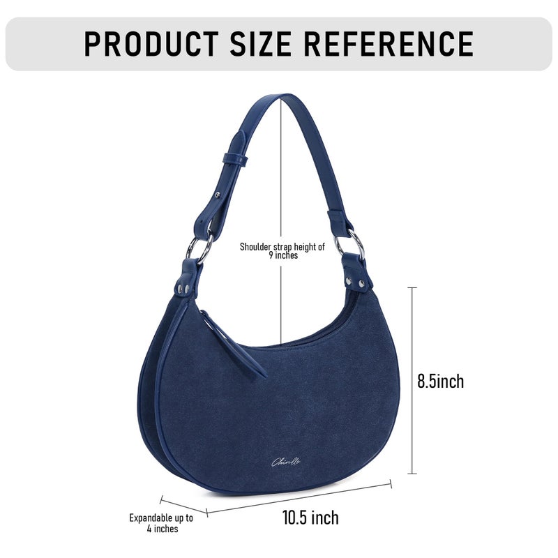 Chinllo Purse Suede Shoulder bag for women, Cute Mini Clutch Zipper Hobo Tote Handbags - Image 2
