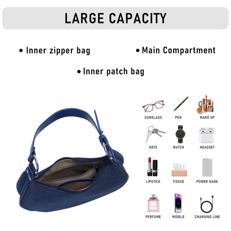 Chinllo Purse Suede Shoulder bag for women, Cute Mini Clutch Zipper Hobo Tote Handbags - Image 4