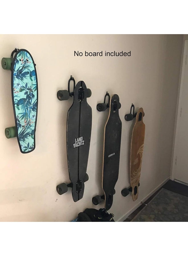 YYST Skateboard Wall Mount Skateboard Wall Hanger Storage Rack Flexible Hanger - Fit Cruiser Boards, Skateboards, Penny Boards, Longboards, etc- W Style - No Board - 2/PK - Image 2