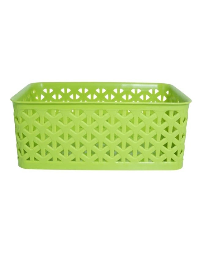Morvi Libra-2 Multi-Purpose Plastic Storage Basket|Stackable Organizer Tokri For Home,Kitchen,Bathroom & Office|Ideal For Toys,Clothes,Cosmetics,Stationery|Set Of 4|Green Black - Image 5