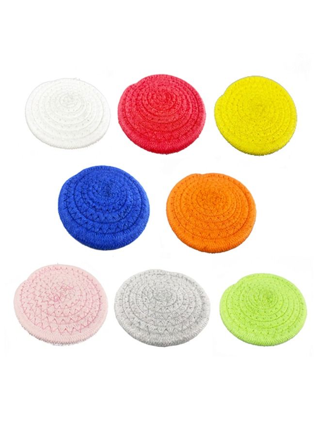 8PCS Woven Cotton Rope Coaster, Handmade Colored Bowl Placer, Simple Cup Insulation Pad, Round Coaster for Drink Home Kitchen - Image 1