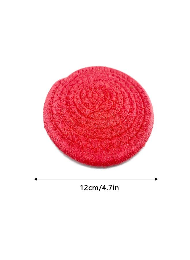 8PCS Woven Cotton Rope Coaster, Handmade Colored Bowl Placer, Simple Cup Insulation Pad, Round Coaster for Drink Home Kitchen - Image 5