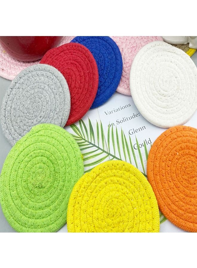 8PCS Woven Cotton Rope Coaster, Handmade Colored Bowl Placer, Simple Cup Insulation Pad, Round Coaster for Drink Home Kitchen - Image 2