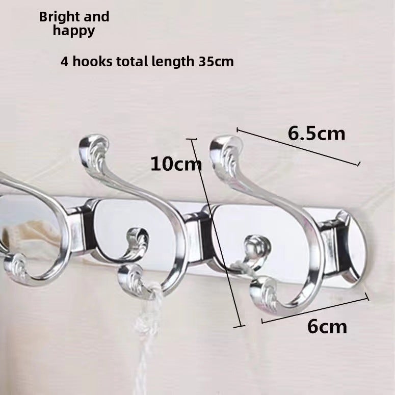 Stainless Steel Wall-Mounted Coat Hooks Light 4 Hook 