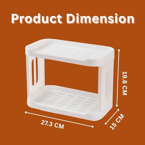 Hian 2-Layer Storage Rack | 27.3 x 15 x 19 cm, White,Pack of 1 | PP Plastic,Detachable Design | Saves Space & Keeps Essentials Within Reach | Ideal for Office,Kitchen,Bathroom,Vanity Accessories - Image 3