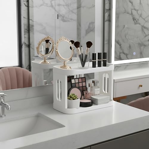 Hian 2-Layer Storage Rack | 27.3 x 15 x 19 cm, White,Pack of 1 | PP Plastic,Detachable Design | Saves Space & Keeps Essentials Within Reach | Ideal for Office,Kitchen,Bathroom,Vanity Accessories - Image 4