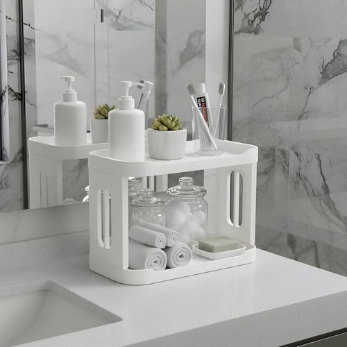 Hian 2-Layer Storage Rack | 27.3 x 15 x 19 cm, White,Pack of 1 | PP Plastic,Detachable Design | Saves Space & Keeps Essentials Within Reach | Ideal for Office,Kitchen,Bathroom,Vanity Accessories - Image 5