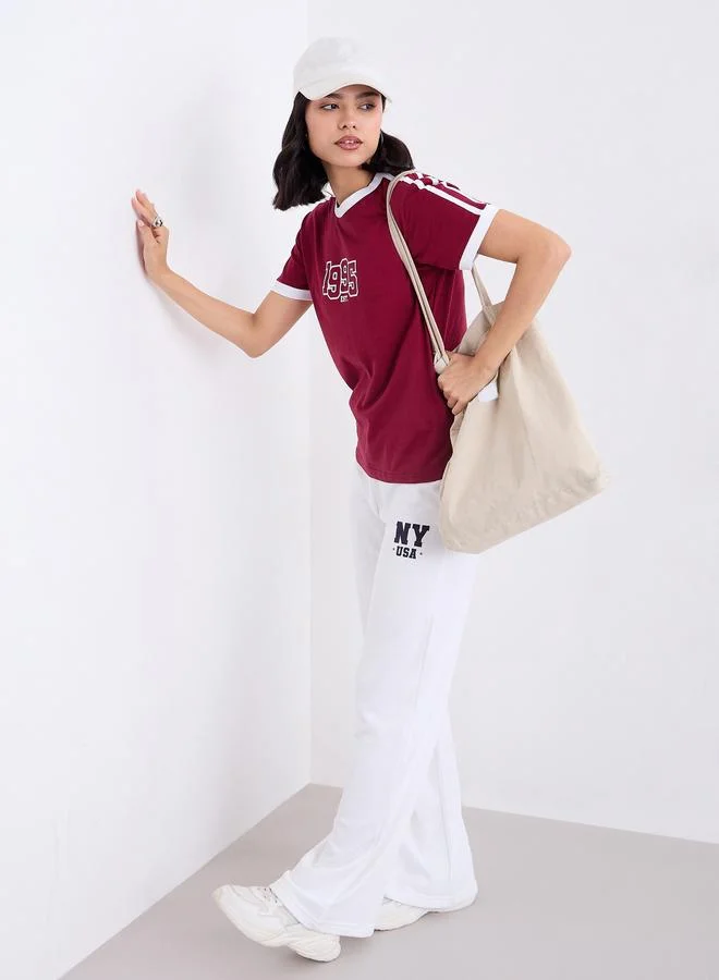 ستايلي Styli Women Red Regular Fit Printed T-Shirt