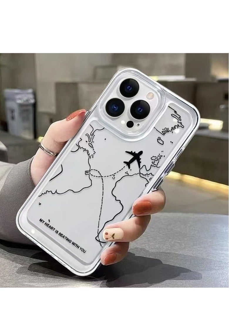 غلاف فضائي شفاف - تصميم خريطة طائرة 322 لهاتف iPhone 16 Pro Max، جراب أنيق وواقي - Image 3