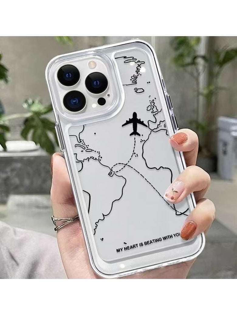 غلاف فضائي شفاف - تصميم خريطة طائرة 322 لهاتف iPhone 16 Pro Max، جراب أنيق وواقي - Image 2