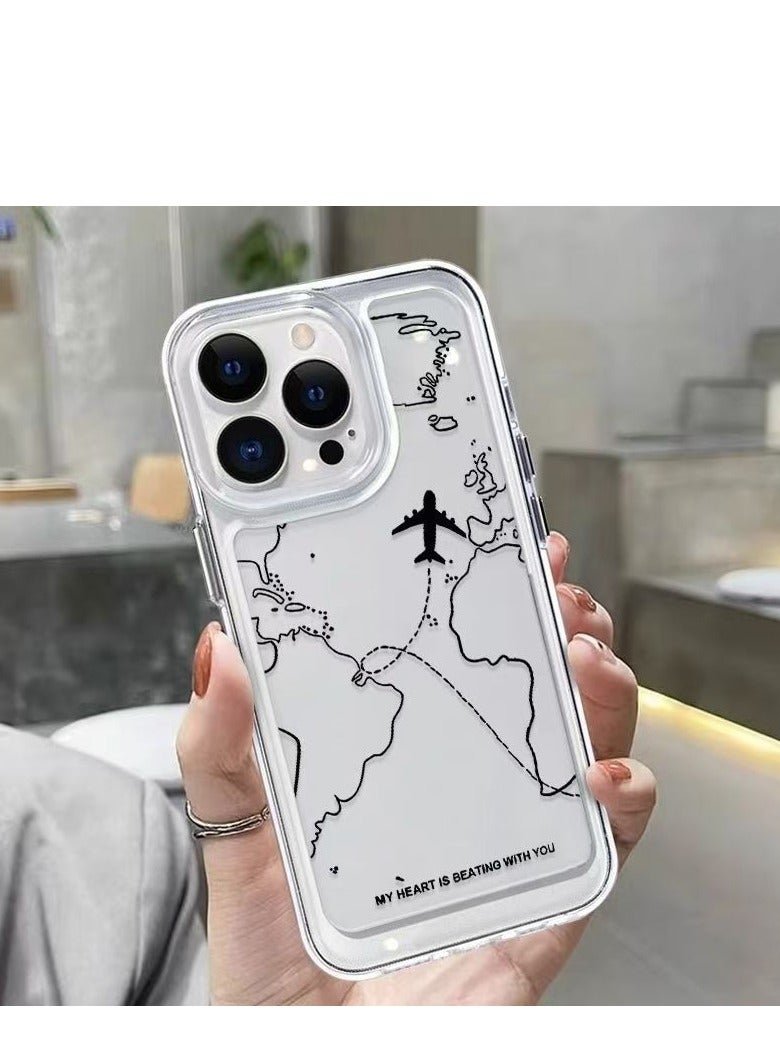 غلاف فضائي شفاف - تصميم خريطة طائرة 322 لهاتف iPhone 16 Pro Max، جراب أنيق وواقي - Image 4