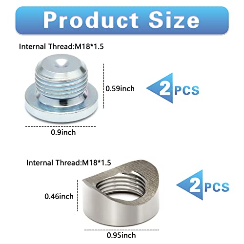 Ledaut M18X1.5 Bung and Plug Notched Style (2 Bungs/ 2 Plugs) Notched Style Fitting Bungs M18X1.5 - Image 2