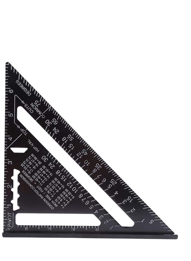 Zikra Triangle Ruler, Black Square Protractor, High Precision Aluminum Alloy Triangle Ruler, Layout Measuring Tool for Engineer Carpenter Home Builders, Artist 7 Inch Metric and Imperial - Image 1