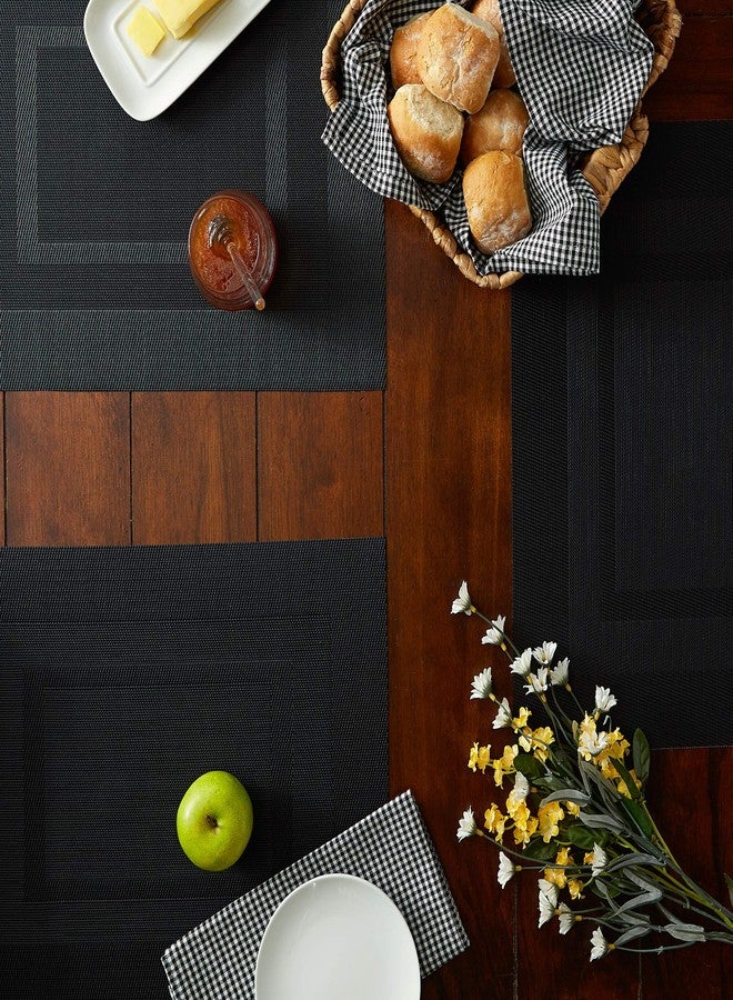 DII PVC Tabletop Collection Woven Indoor/Outdoor, Placemat Set, 13x17.25, Black, 6 Piece - Image 3