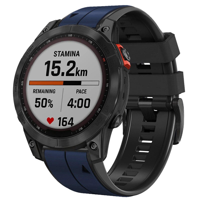 Abanen Quick Fit Silicone Watch Bands for Garmin Fenix 8 51mm epix Pro 51mm Instinct 2X Instinct 3 50mm Soft Sport Bicolor Waterproof Wrist Strap for Fenix 7X6X5X Enduro Dark BlueBlack - Image 3