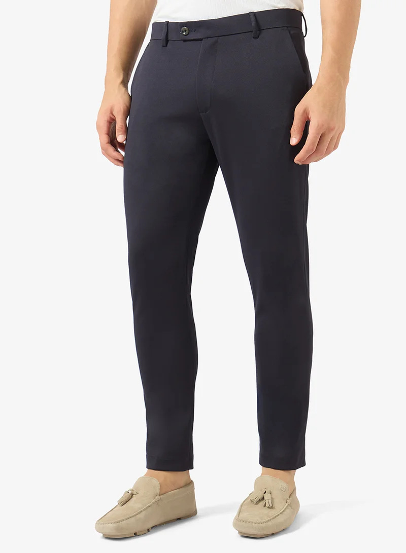 Robert Wood Men High-Waist Tailored Straight-Leg Trousers