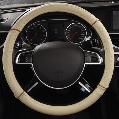 CAR PASS Line Rider Universal Fit Delux Leather Steering Wheel Cover for suvssedansVansTrucks for 147 to 15 Beige - Image 3