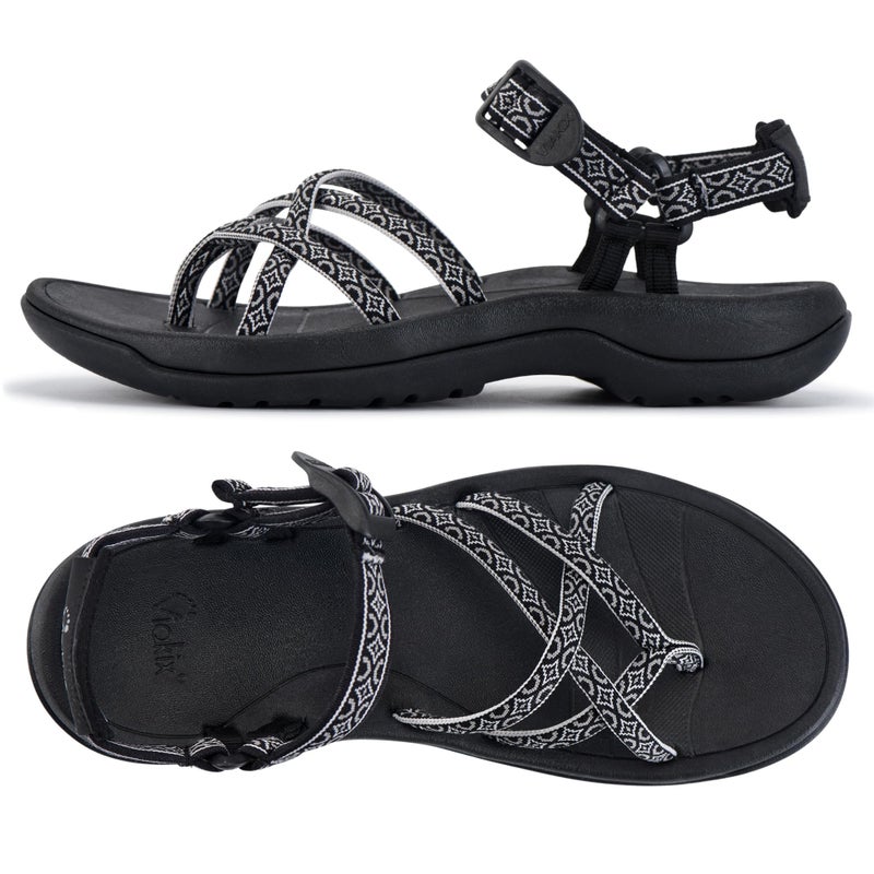 Viakix Women's Walking Sandals â€“ Premium Comfortable Sport Sandals for Outdoors, Travel, Hiking, Beach & Everyday Wear, Eclipse 6 - Image 1