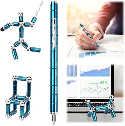 Jopstacext Fidget Pen Cool Toys Pen Decompression Magnetic Metal Pen Desk Toys Multifunctional Deformable Writing Pen Basket Stuffers Gadgets Gift for Kids Adults Blue - Image 5