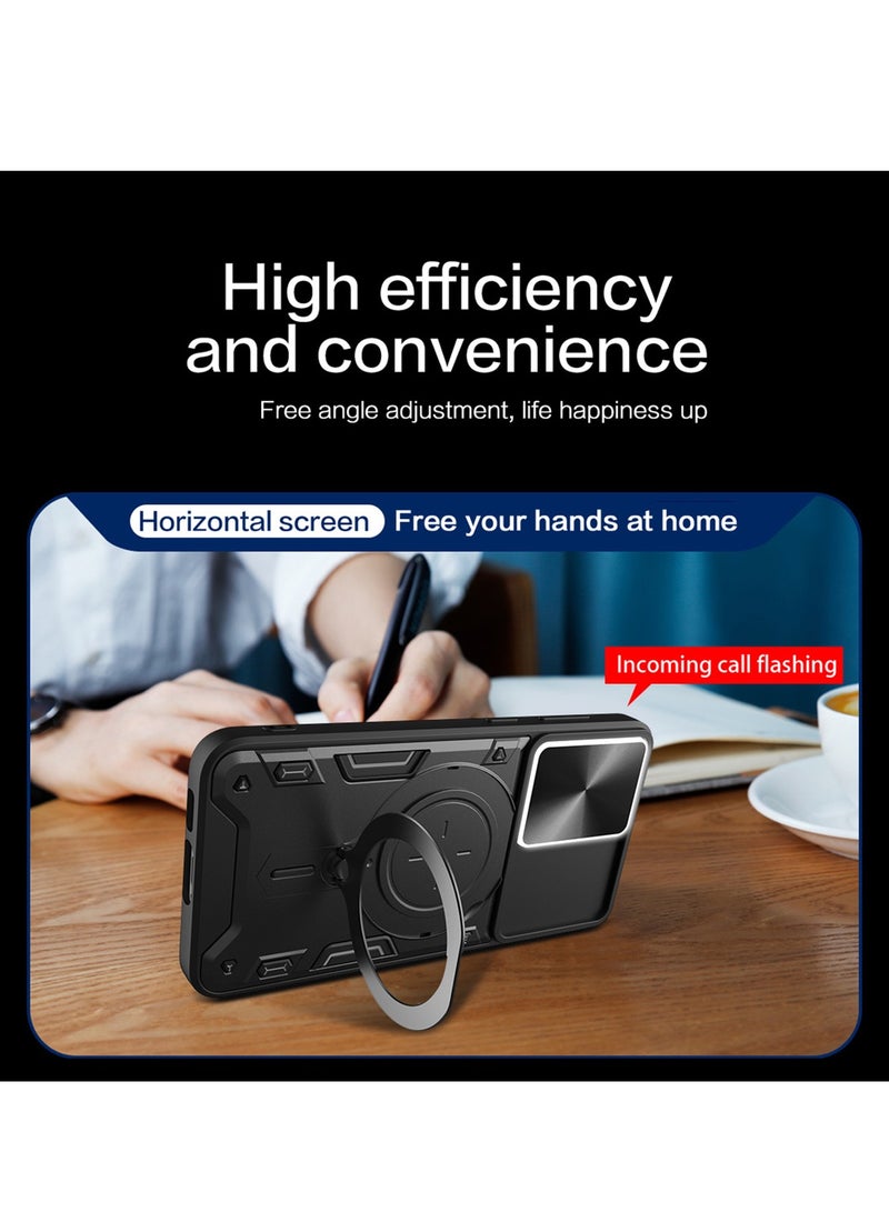 for TECNO Camon 40 Pro 5G Case, Slide Camera Lens Cover, Magnetic Ring Holder Kickstand Protective Phone Case for TECNO Camon 40 Pro 5G, Black  - Image 3