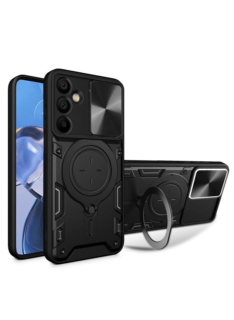 for TECNO Camon 40 Pro 5G Case, Slide Camera Lens Cover, Magnetic Ring Holder Kickstand Protective Phone Case for TECNO Camon 40 Pro 5G, Black  - Image 1