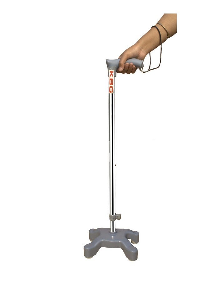 كي بي جي عصا مشي KBG ذات 4 أرجل قابلة للتعديل مع مقبض على شكل حرف T لكبار السن والمعاقين جسديًا (رمادي) - Image 2