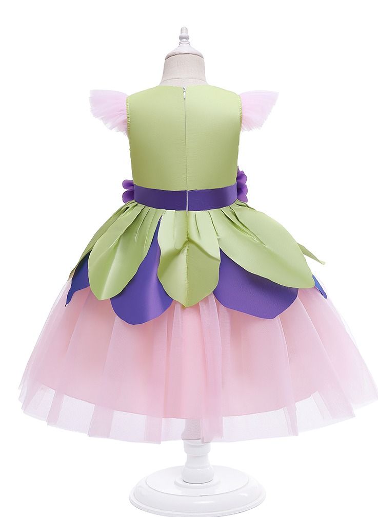 Loquat Summer short-sleeved Princess Skirt Children's dress Girls dress dress pink  - Image 2