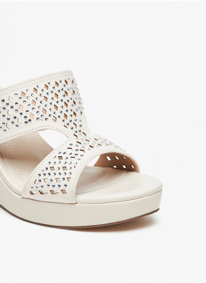Celeste - Women's Embellished Slip-On Sandals with Platform Heels - Image 1
